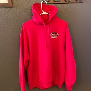 Red shakey’s Victorville hoodie, size mens large, great condition barely worn.